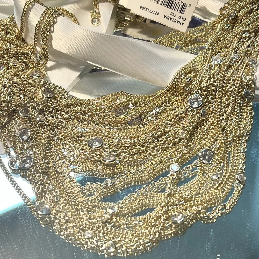 NWT Rare Kendra Scott Anastasia Necklace Yellow Gold Chains & CZ’s Perfect GORG! - Picture 3 of 12